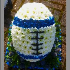 Rugby 3D Funeral Tribute &amp; footballs 